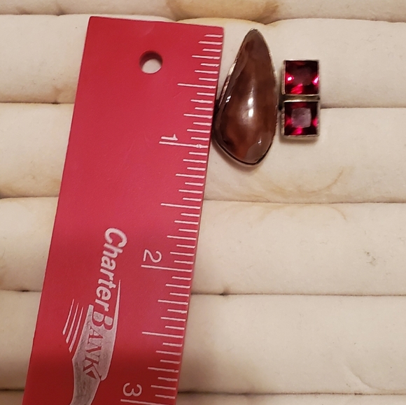 Montana Lace Agate/Garnet 925 Ring - Picture 6 of 6